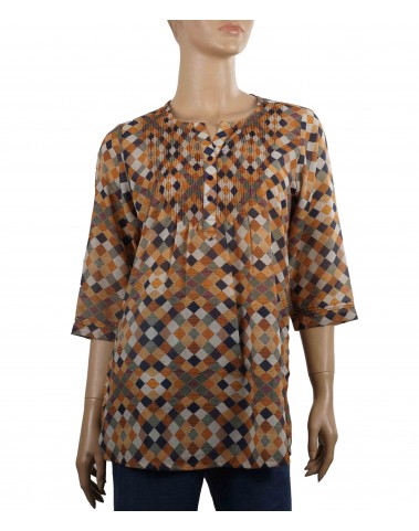 Casual Kurti - Brown and Black Squares