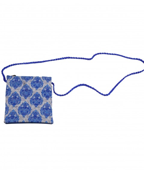 Sling Bag - Blue Batik on Grey