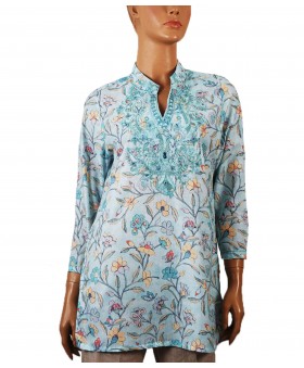 Casual Kurti - Turquoise Floral