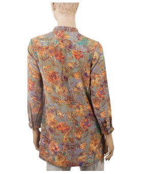 Long Silk Shirt - Paisley With Floral Prints