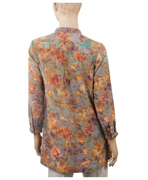 Long Silk Shirt - Paisley With Floral Prints