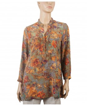 Long Silk Shirt - Paisley With Floral Prints