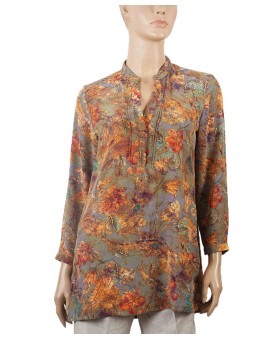 Long Silk Shirt - Paisley With Floral Prints