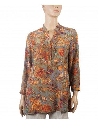 Long Silk Shirt - Paisley With Floral Prints