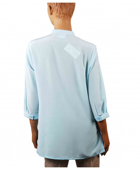 Plain Short Silk Shirt - Sky Blue