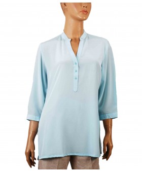 Plain Short Silk Shirt - Sky Blue