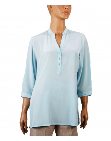 Plain Short Silk Shirt - Sky Blue