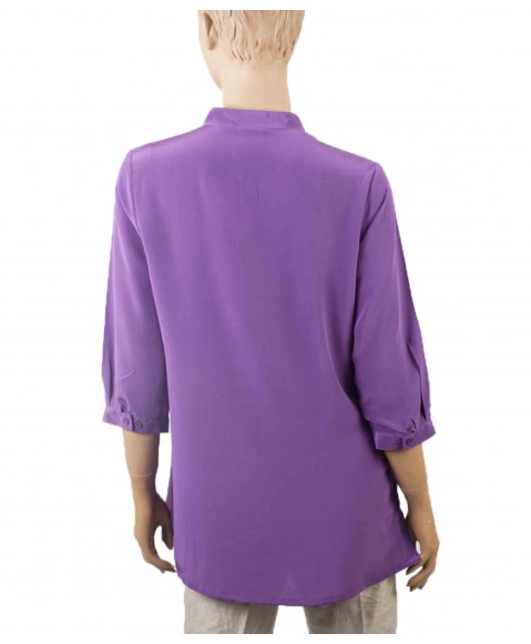 Plain Short Silk Shirt - Purple