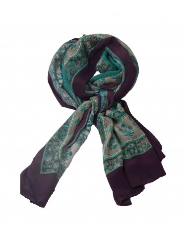 Crepe Silk Scarf - Green Abstract