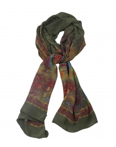 Crepe Silk Scarf - Green Rust