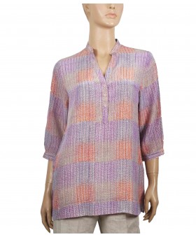 Short Silk Shirt - Baby Pink Abstract