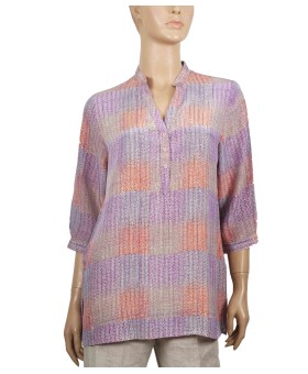 Short Silk Shirt - Baby Pink Abstract