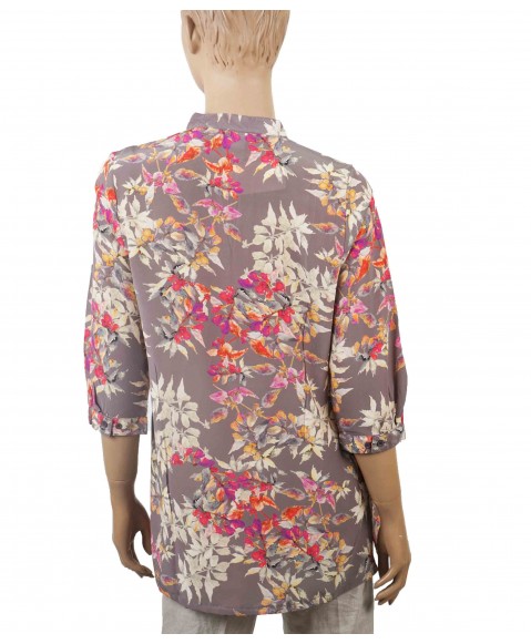 Short Silk Shirt - Leafy Prints 