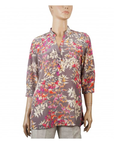 Short Silk Shirt - Leafy Prints 