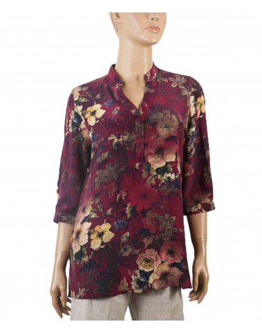 Short Silk Shirt - Purple Floral