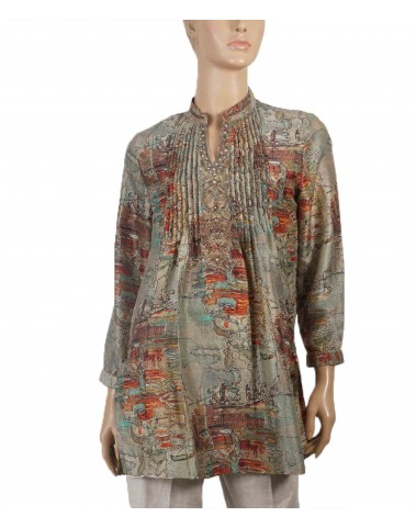 Casual Kurti -Viscose beige abstract