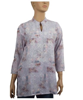 Casual Kurti - Embroidery Light Levender