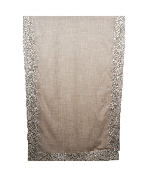 Beige Sequence Border Stole