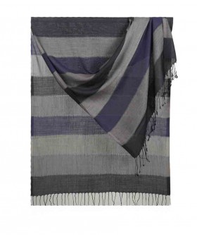 Missing Stripe Stole - Shades of Neavy Blue Grey And Black