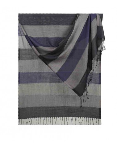 Missing Stripe Stole - Shades of Neavy Blue Grey And Black