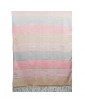 Missing Stripe Stole - Shades of Dusty Pink Light Green Peach and Beige