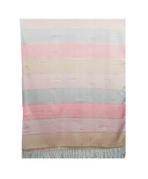 Missing Stripe Stole - Shades of Dusty Pink Light Green Peach and Beige