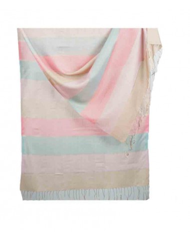 Missing Stripe Stole - Shades of Dusty Pink Light Green Peach and Beige