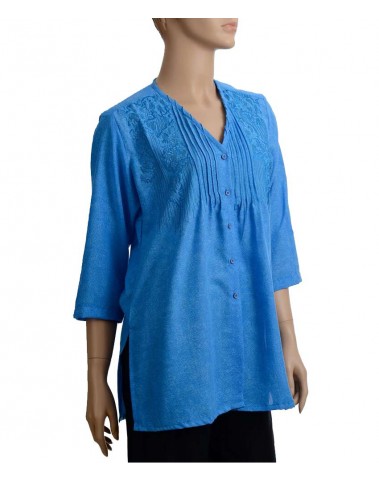 Casual Kurti-Blue Pleated 