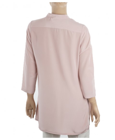 Plain Long Silk Shirt - Dusty Pink