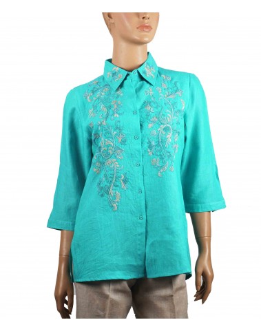 Embroidered Casual Shirt - turquoise Embroidery