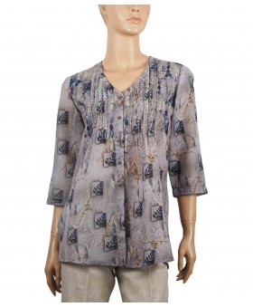 Casual Kurti - Grey Embroidery