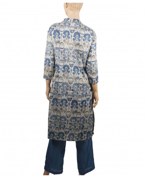 Kurti Set - Ikat Kurti With Blue Pant