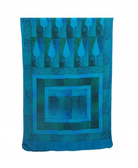 Crepe Silk Scarf - Blue Patchwork