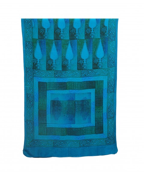 Crepe Silk Scarf - Blue Patchwork