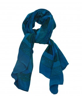Crepe Silk Scarf - Blue Patchwork