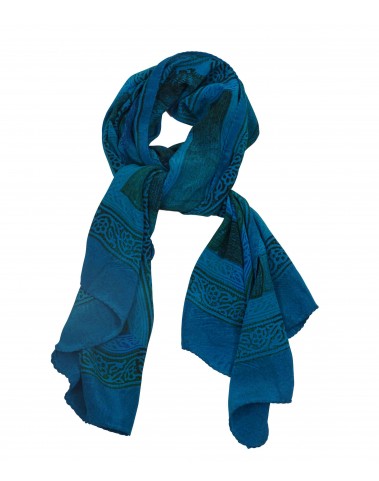 Crepe Silk Scarf - Blue Patchwork