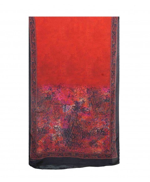 Crepe Silk Scarf - Pink & Black Rust