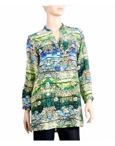 Long Silk Shirt-Green Stained Glass 