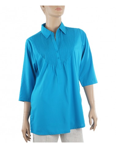 Casual Kurti-Blue Pintuck Yolk