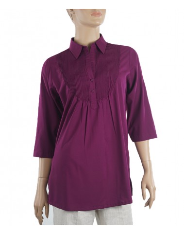 Casual Kurti-Purple Pintuck Yolk