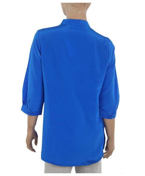 Plain Short Silk Shirt - Royal Blue