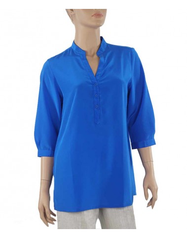 Plain Short Silk Shirt - Royal Blue