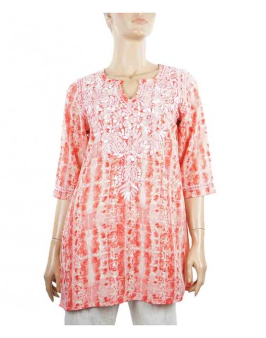 Embroidered Casual Kurti - Peach Lucknow
