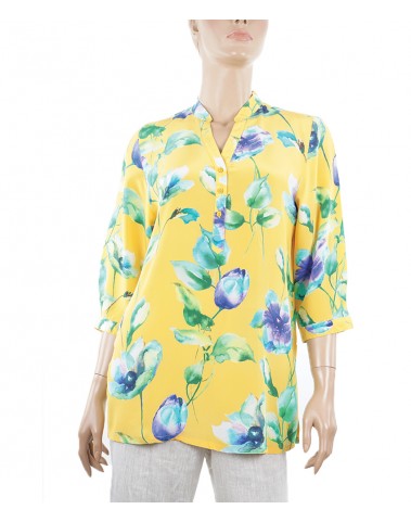 Short Silk Shirt  - Yellow Garden