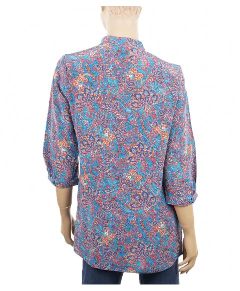 Short Silk Shirt  - Paisley on Blue