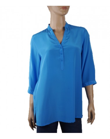 Plain Short Silk Shirt - Sky Blue