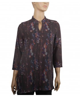 Casual Kurti - Deep Brown Pintuck