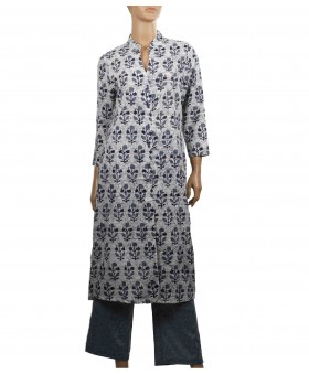 Kurti Set - Plant Patch With Grey Pant