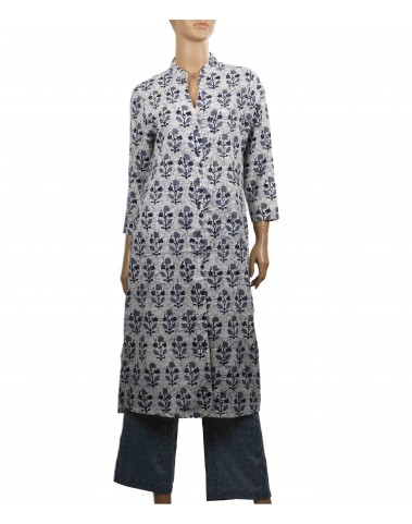 Kurti Set - Plant Patch With Grey Pant