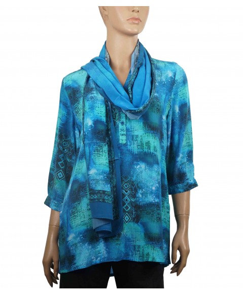 Short Silk Shirt -Turquoise